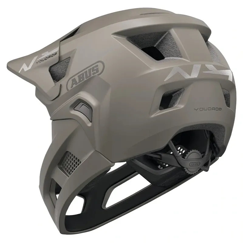 Abus YouDrop FF Kids Full-Face Mountain Bike Helmet in Dust Grey-3