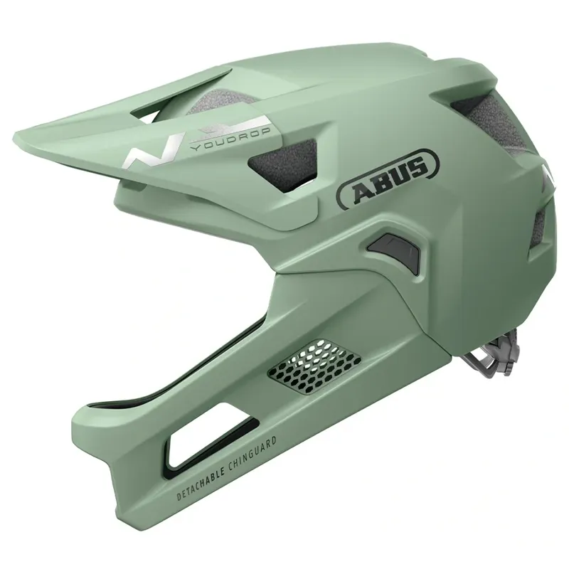 Abus YouDrop FF Kids Full-Face Mountain Bike Helmet in Mist Green-2