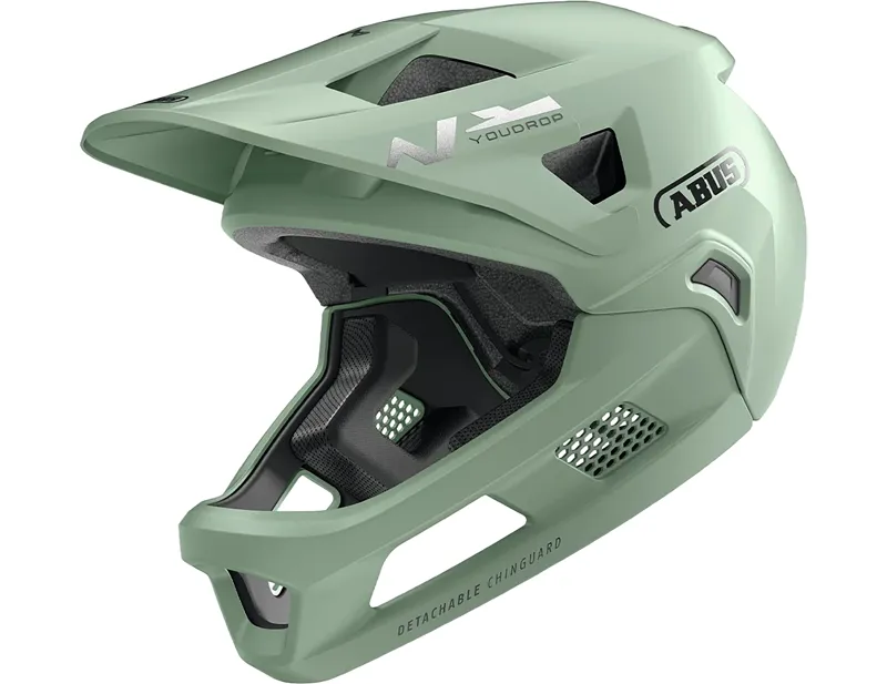 Abus YouDrop FF Kids Full-Face Mountain Bike Helmet in Mist Green