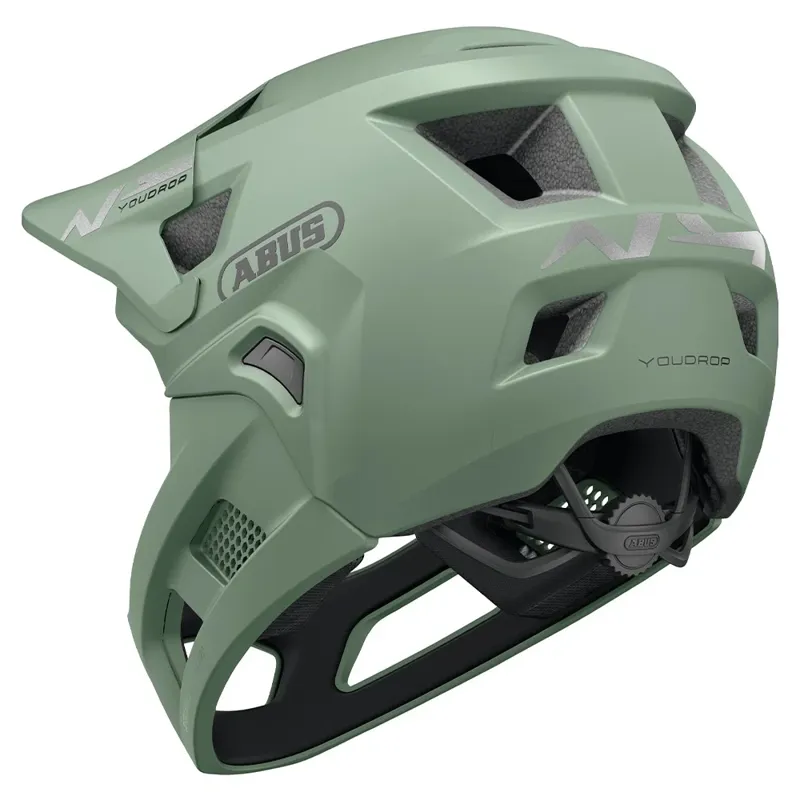 Abus YouDrop FF Kids Full-Face Mountain Bike Helmet in Mist Green-3
