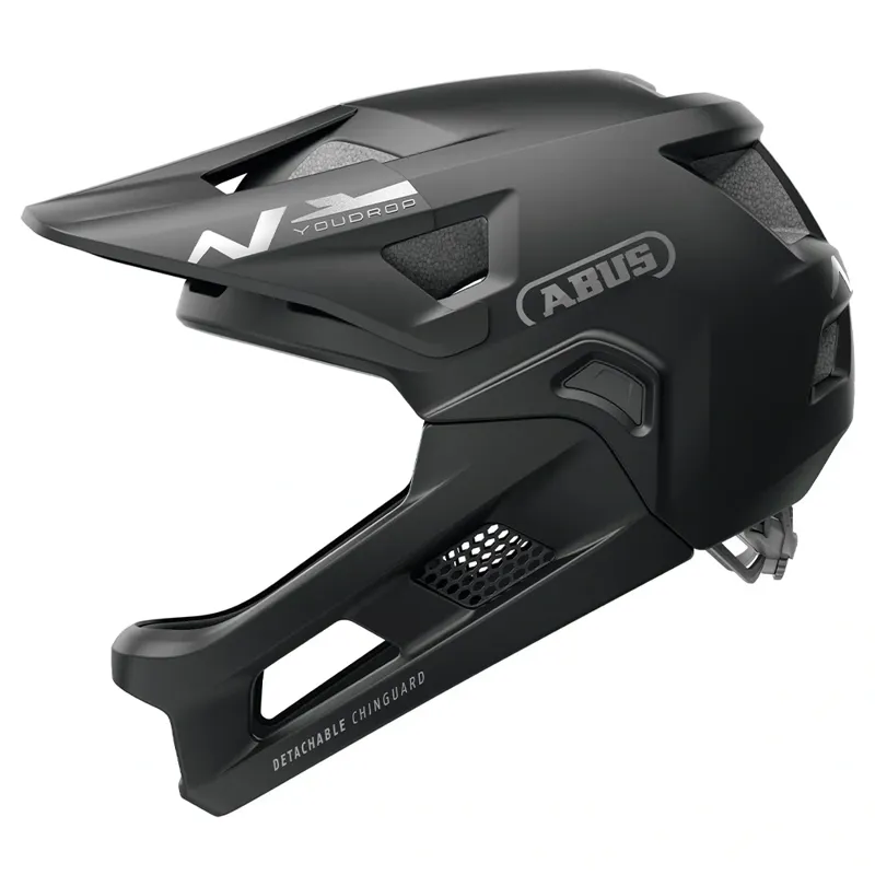 Abus YouDrop FF Kids Full-Face Mountain Bike Helmet in Muted Black-2