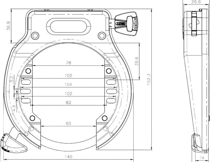 ABUS Ring Lock 4650L R with Non-Removable Key in Black-1