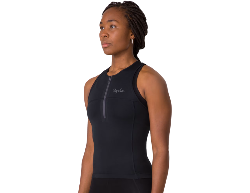 Rapha Women's Half Zip Tank Top in Black-3