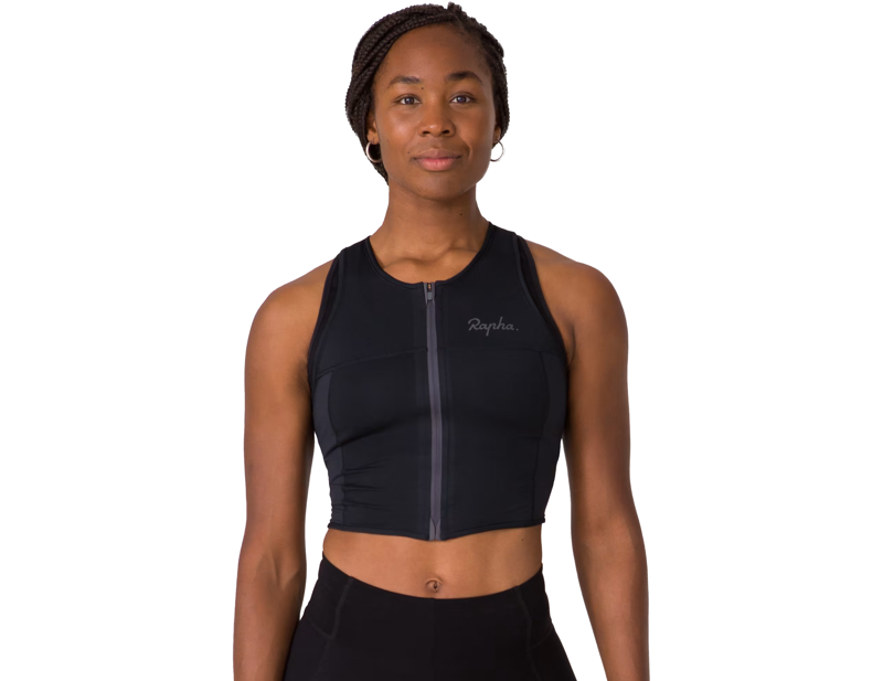 Rapha Women's Cropped Zip Tank Top in Black-2