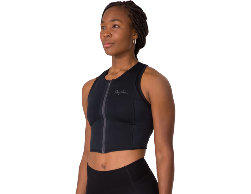 Rapha Women's Cropped Zip Tank Top in Black-3
