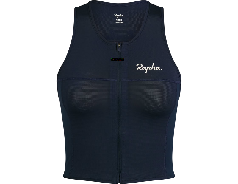 Rapha Women's Cropped Zip Tank Top in Dark Navy/White