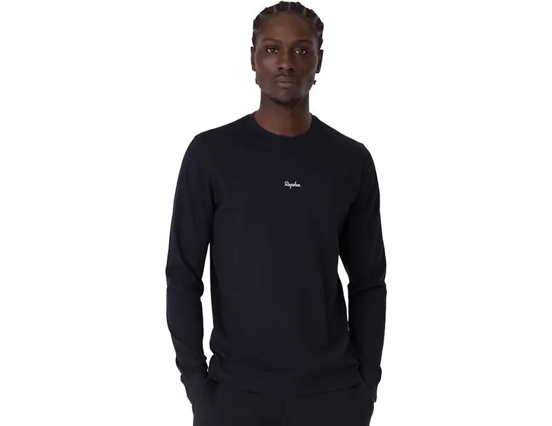 Rapha Long Sleeve Cotton T-Shirt in Black/White-2