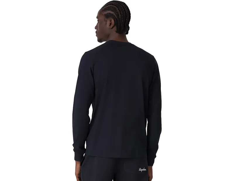 Rapha Long Sleeve Cotton T-Shirt in Black/White-3