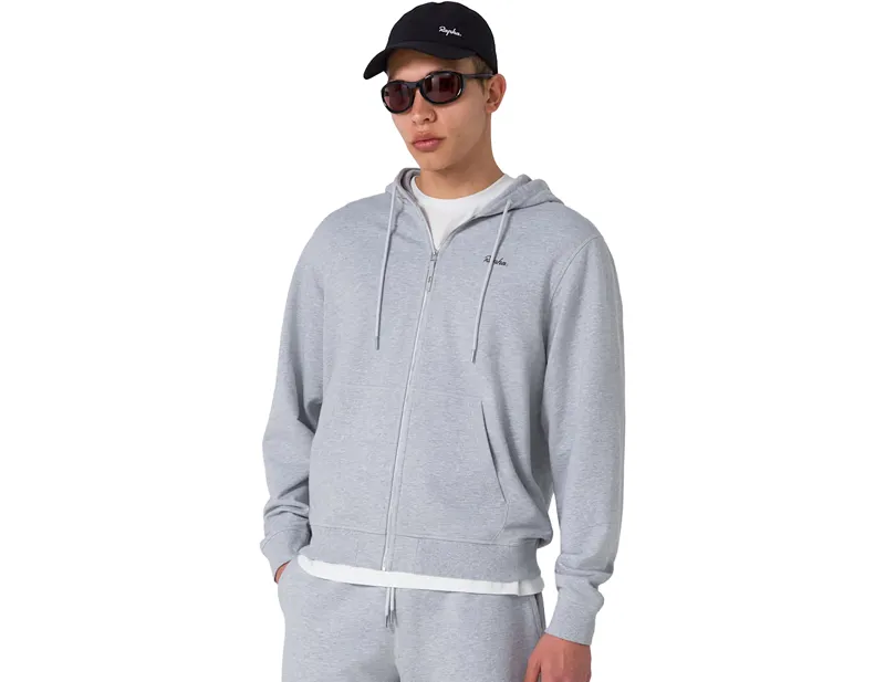 Rapha Cotton Zip Hoodie in Light Grey Marl/Grey-2