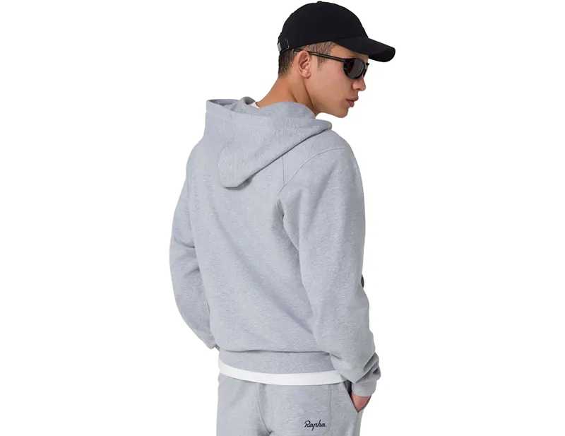 Rapha Cotton Zip Hoodie in Light Grey Marl/Grey-3