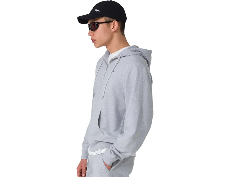 Rapha Cotton Zip Hoodie in Light Grey Marl/Grey-4