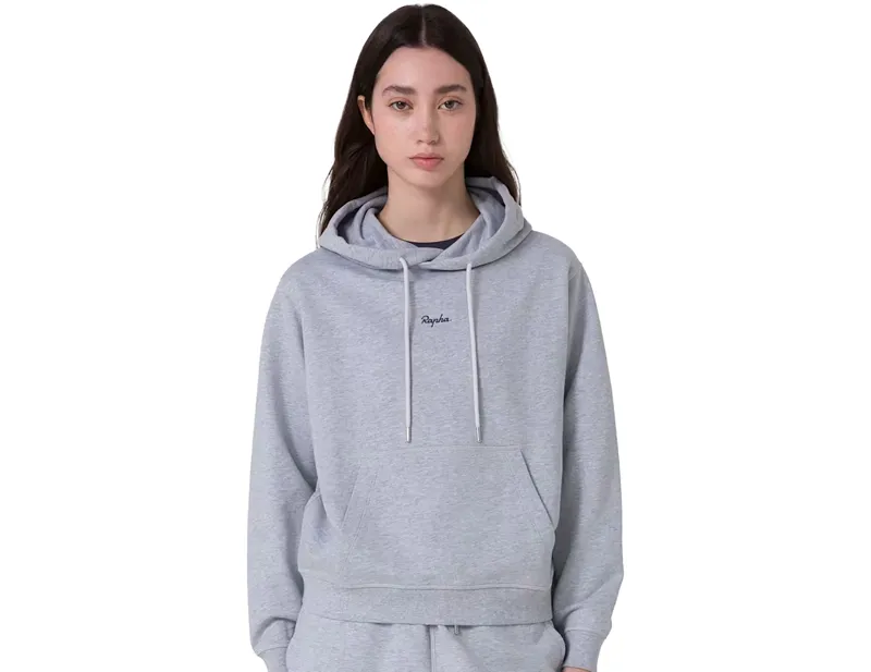 Rapha Women's Cotton Hoodie in Light Grey/Black-2