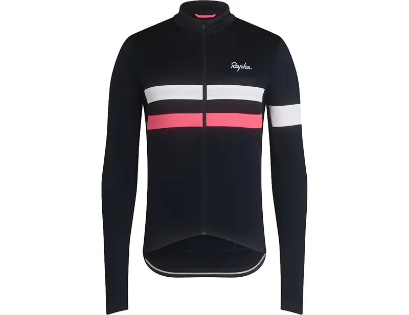 Balfes Bikes Rapha Brevet Long Sleeve Jersey in Dark Navy/High-Vis Pink/White | Free postage over £30, £10 off first order, price match & 0% finance.