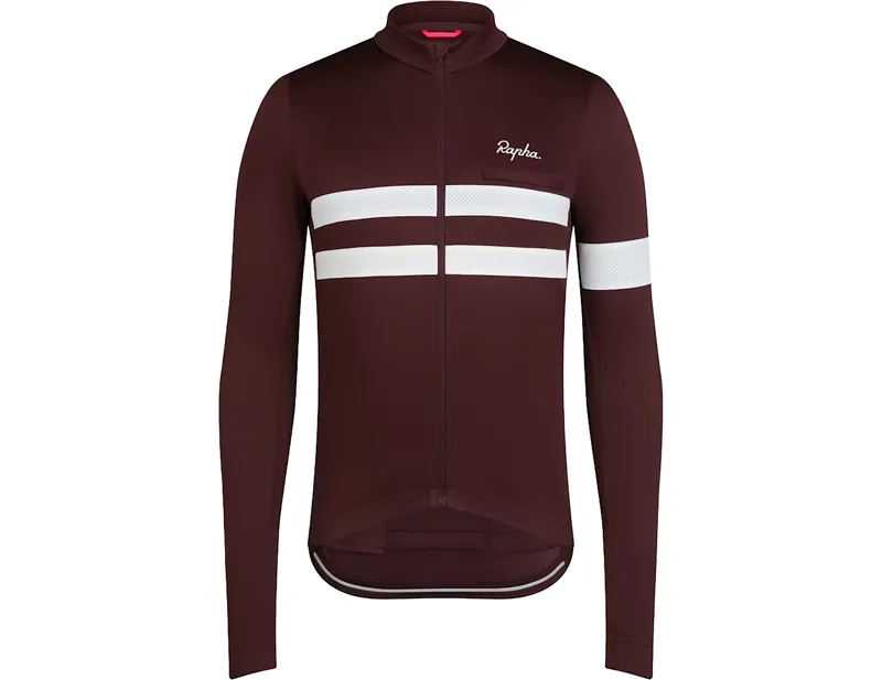 Rapha Brevet Long Sleeve Jersey in Mahogany/White