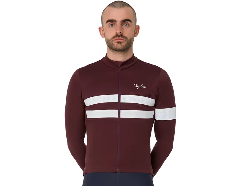 Rapha Brevet Long Sleeve Jersey in Mahogany/White-2