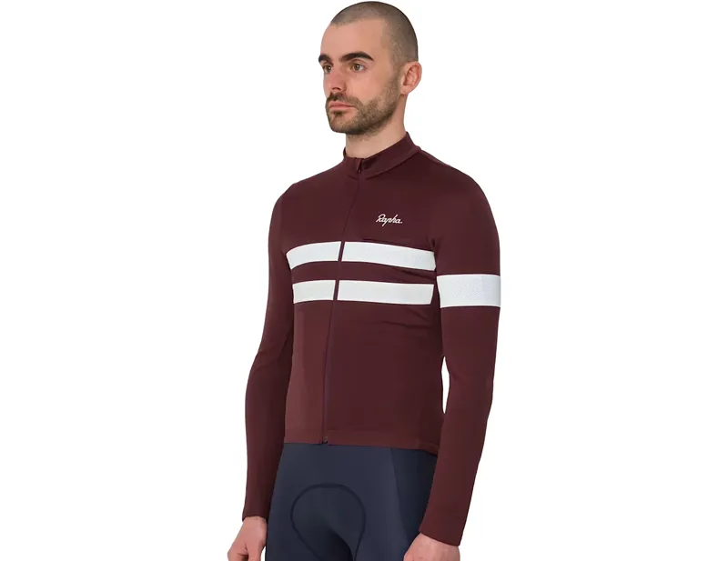 Rapha Brevet Long Sleeve Jersey in Mahogany/White-3