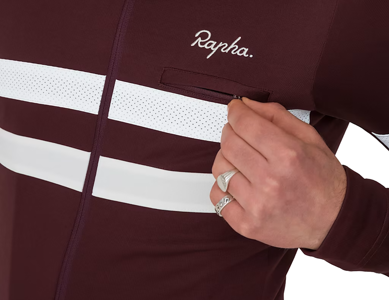 Rapha Brevet Long Sleeve Jersey in Mahogany/White-5