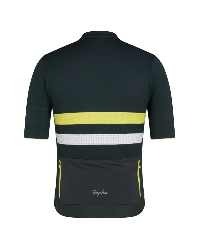 Rapha Men's Brevet Merino Short Sleeve Jersey III in Dark Forest/Chartreuse-3