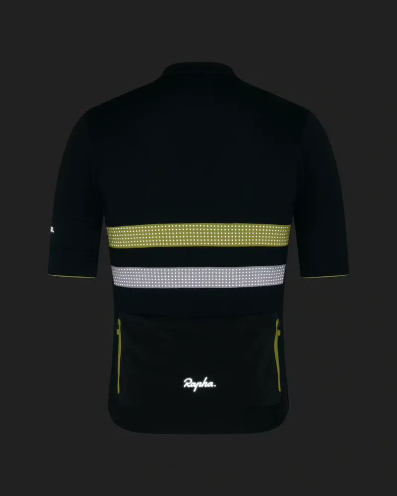 Rapha Men's Brevet Merino Short Sleeve Jersey III in Dark Forest/Chartreuse-7