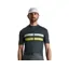 Rapha Men's Brevet Merino Short Sleeve Jersey III in Dark Forest/Chartreuse