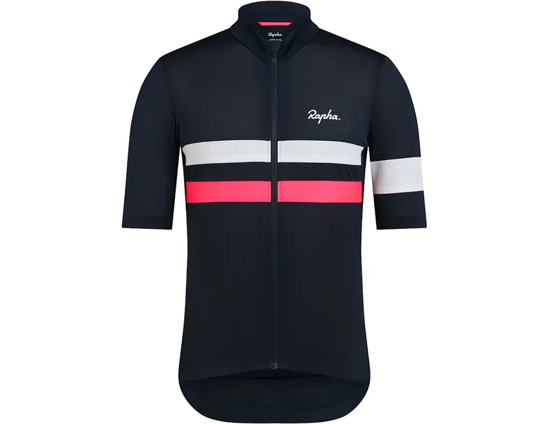 Rapha Brevet Lightweight Short Sleeve Jersey in Dark Navy/Silver/Pink