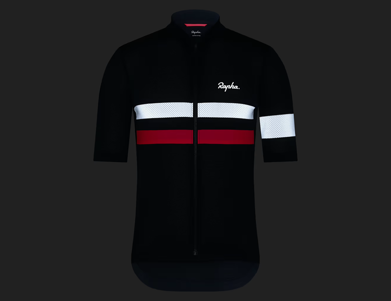Rapha Brevet Lightweight Short Sleeve Jersey in Dark Navy/Silver/Pink-2