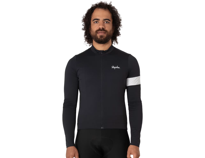 Rapha Core Thermal Long Sleeve Jersey in Black/White-2