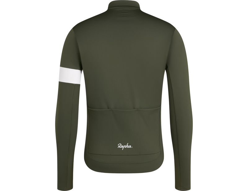 Rapha Core Thermal Long Sleeve Jersey in Dark Green/White-1