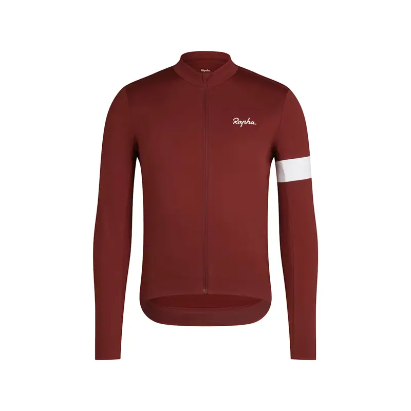 Balfes Bikes Rapha Men's Core Thermal Long Sleeve Jersey in Brick/White | Free postage over £30, £10 off first order, price match & 0% finance.