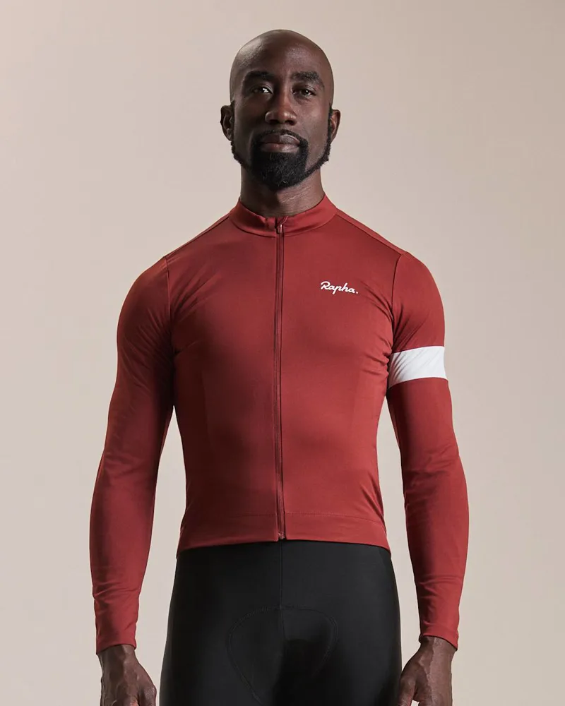 Rapha Men's Core Thermal Long Sleeve Jersey in Brick/White-2