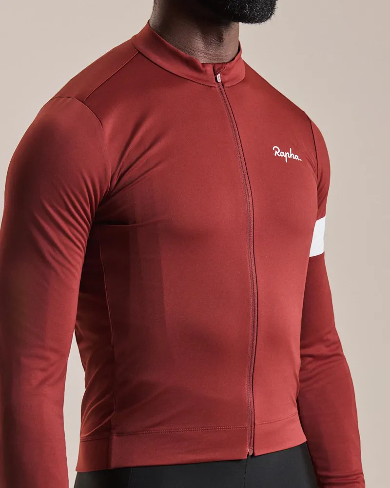 Rapha Men's Core Thermal Long Sleeve Jersey in Brick/White-4