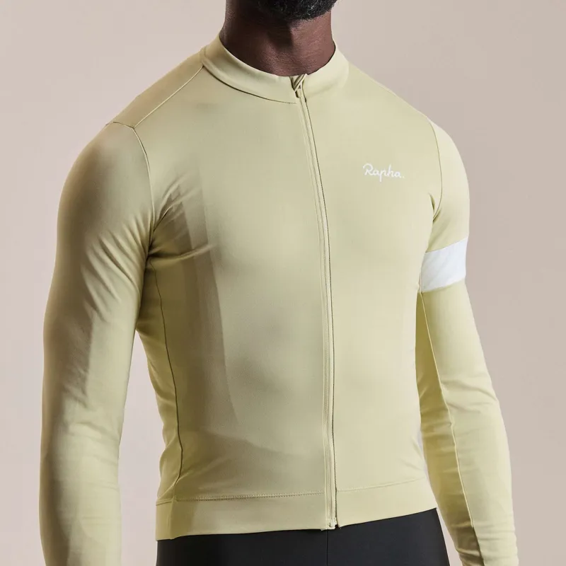 Rapha Men's Core Thermal Long Sleeve Jersey in Hay/White-5