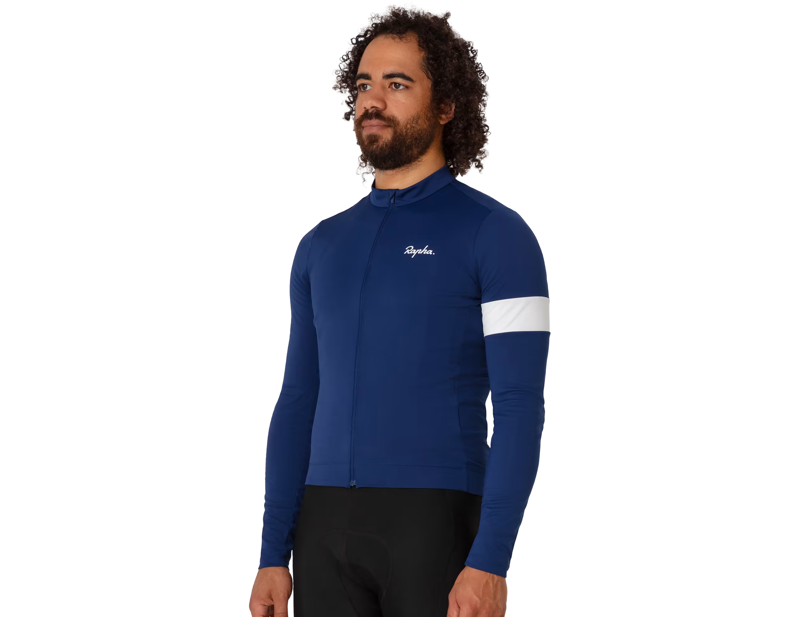 Rapha Core Thermal Long Sleeve Jersey in Navy/White-3