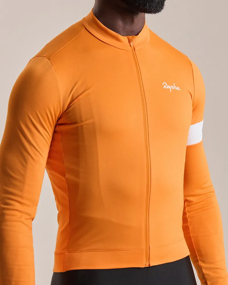 Rapha Men's Core Thermal Long Sleeve Jersey in Orange/White-4