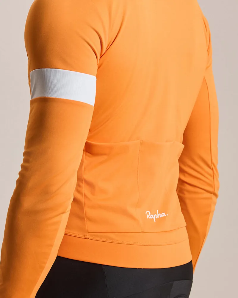 Rapha Men's Core Thermal Long Sleeve Jersey in Orange/White-5
