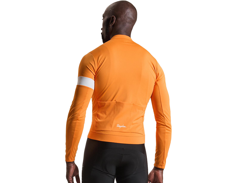 Rapha Men's Core Thermal Long Sleeve Jersey in Orange/White-3