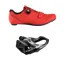 Bontrager Circuit Road Cycling Shoe in Red with Shimano R550 Spd-Sl Road Pedal Bundle