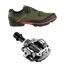 Bontrager Foray Gravel MTB Shoe in Green/Orange with Shimano M540 SPD Pedals