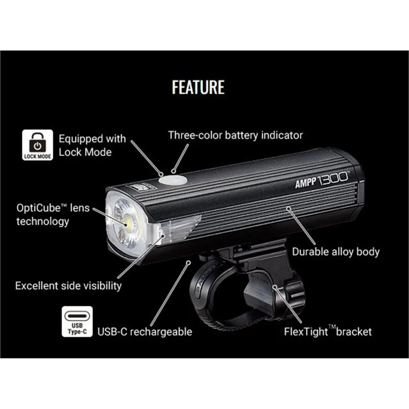 Cateye AMPP 1300 Front Bike Light in Black-4
