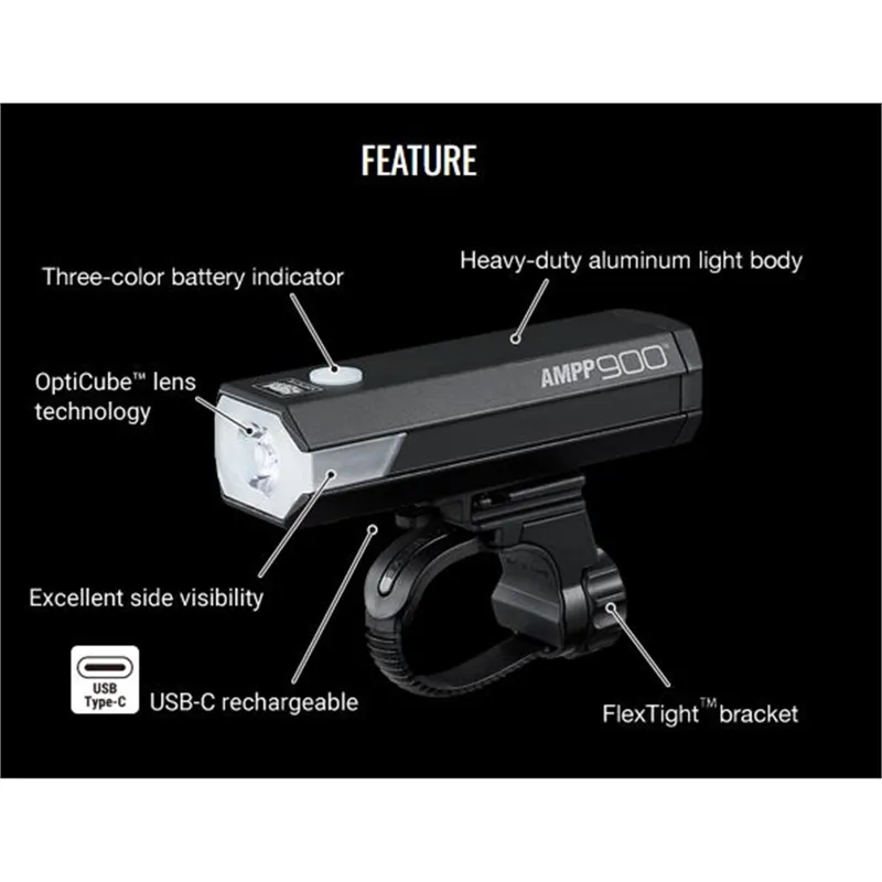 Cateye AMPP 900 Front Bike Light in Black-4