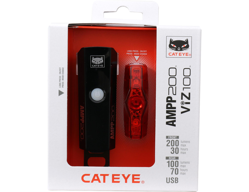 Cateye AMPP 200 / VIZ 100 Bike Light Set-1