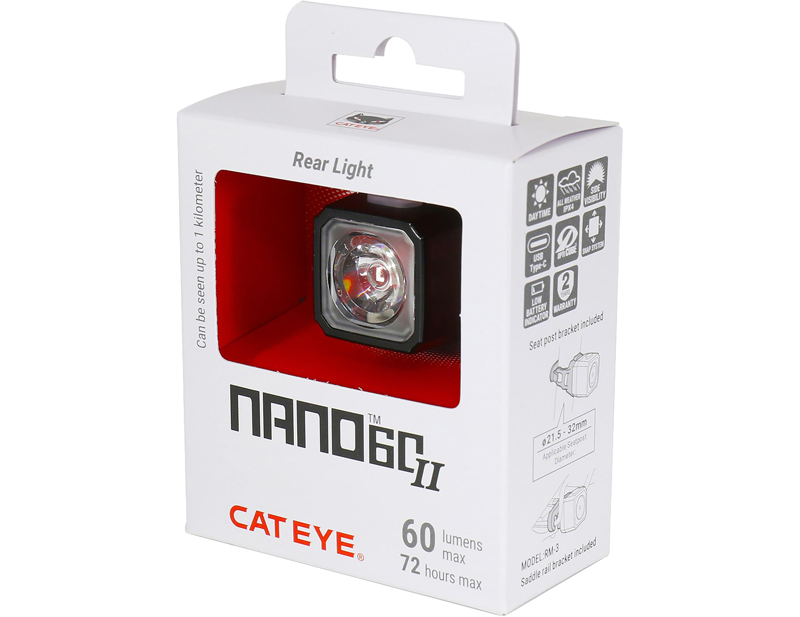 Cateye NANO 60 II Rear Light in Black-1