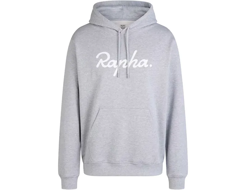 Balfes Bikes Rapha Heavyweight Cotton Large Logo Hoodie in Grey/White | Free postage over £30, £10 off first order, price match & 0% finance.