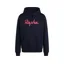 Rapha Heavyweight Cotton Large Logo Hoodie in Dark Navy/High-Vis Pink