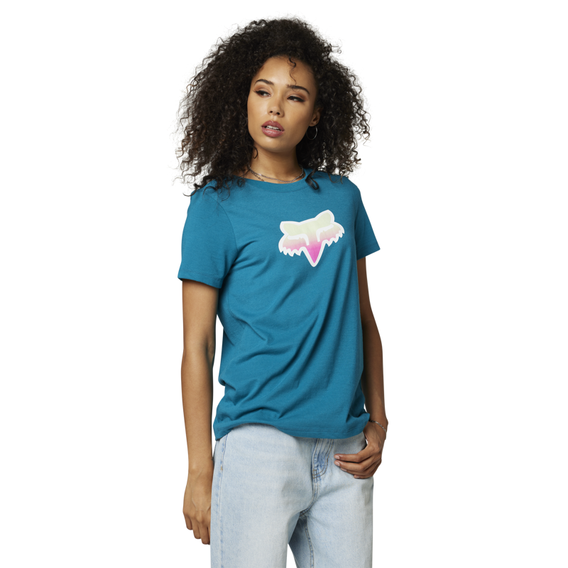 Fox Racing Vizen Short Sleeve Women's T-Shirt in Maui Blue
