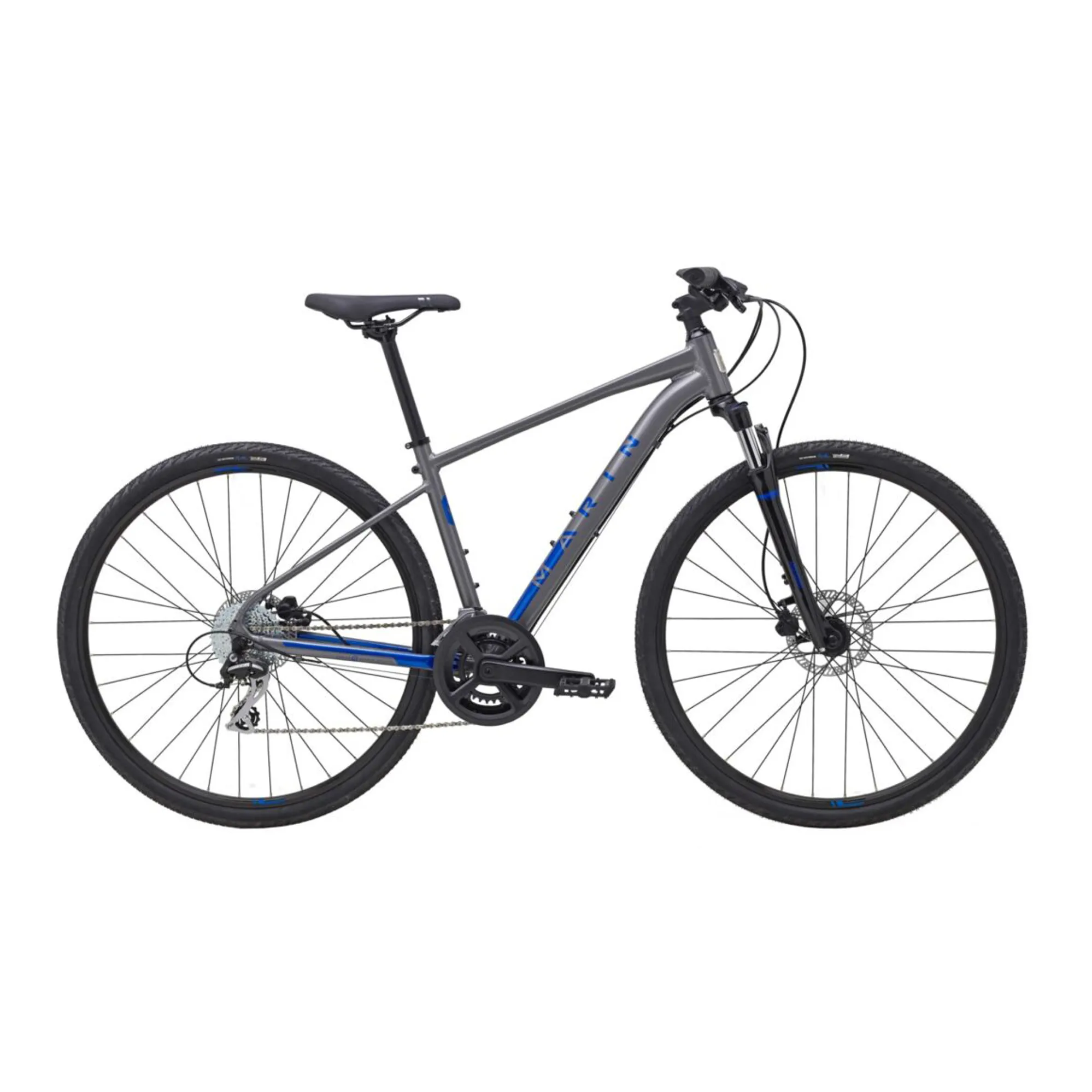 Marin San Rafael DS2 Hybrid Bike 2024 in Gloss Grey/Blue