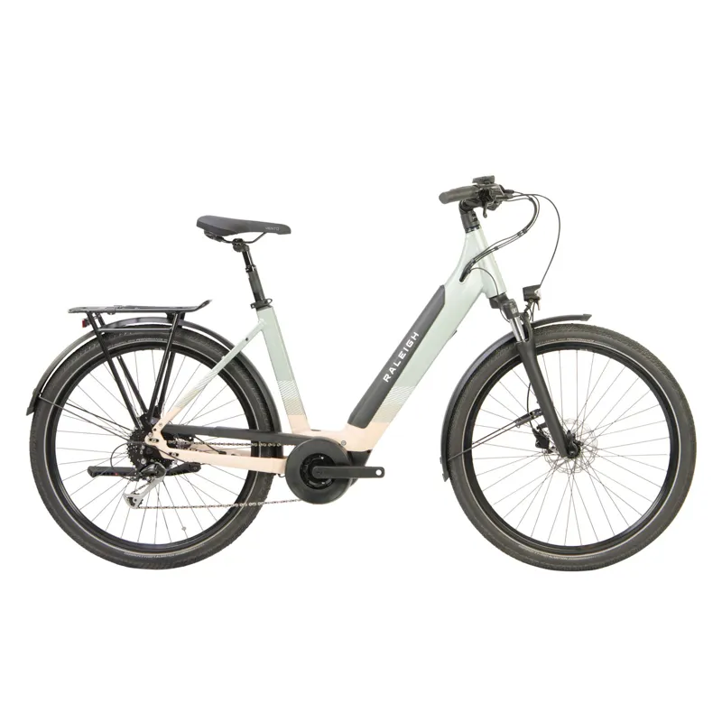 Raleigh Centros Lowstep Electric Hybrid Bike 2023in Mint Sand