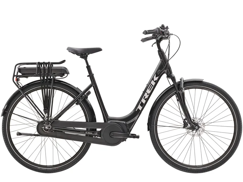 Trek District+ 4 400wh Lowstep Electric Hybrid Bike 2022 in Black