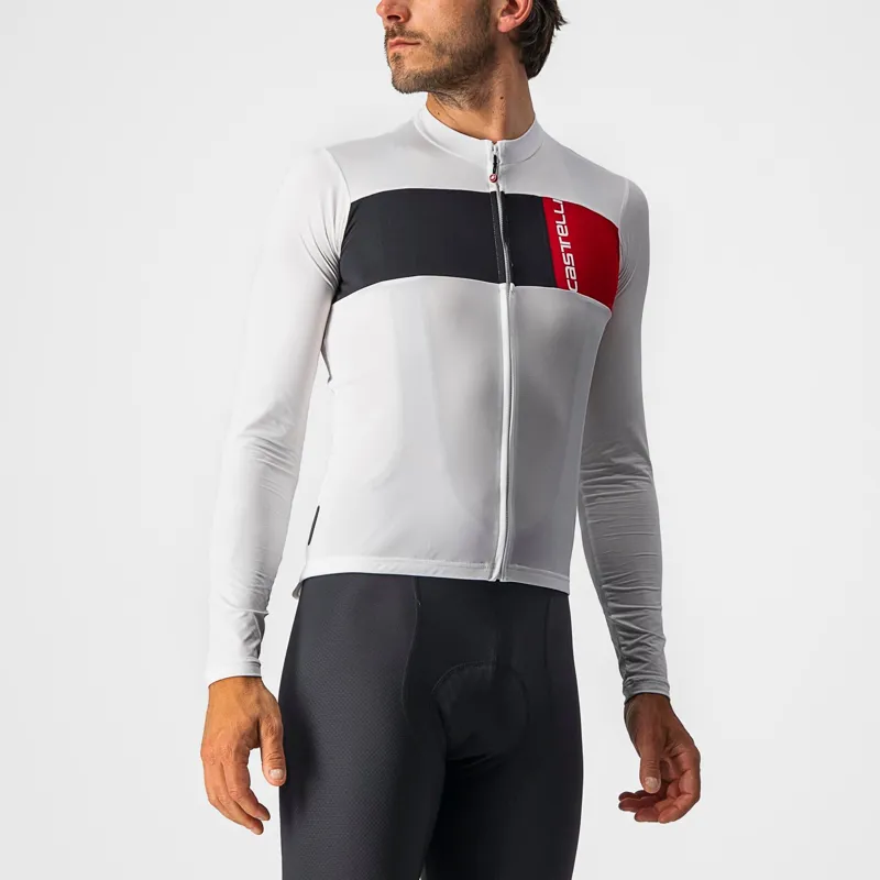 Balfes Bikes Castelli Prologo 7 Long Sleeve Jersey in Ivory/Black/Red | Free postage over £30, £10 off first order, price match & 0% finance.