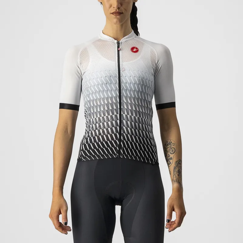Castelli Climber's 2.0 Women's Short Sleeve Jersey in White/Silver Grey/Black